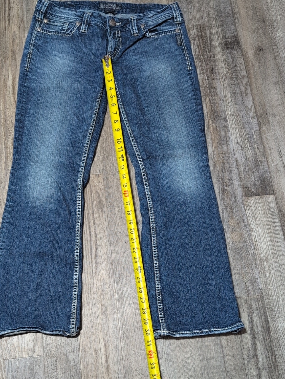 Women's Silver Aiko Boot Cut Jeans - Branded Stitch Pocket - Picture 8 of 8